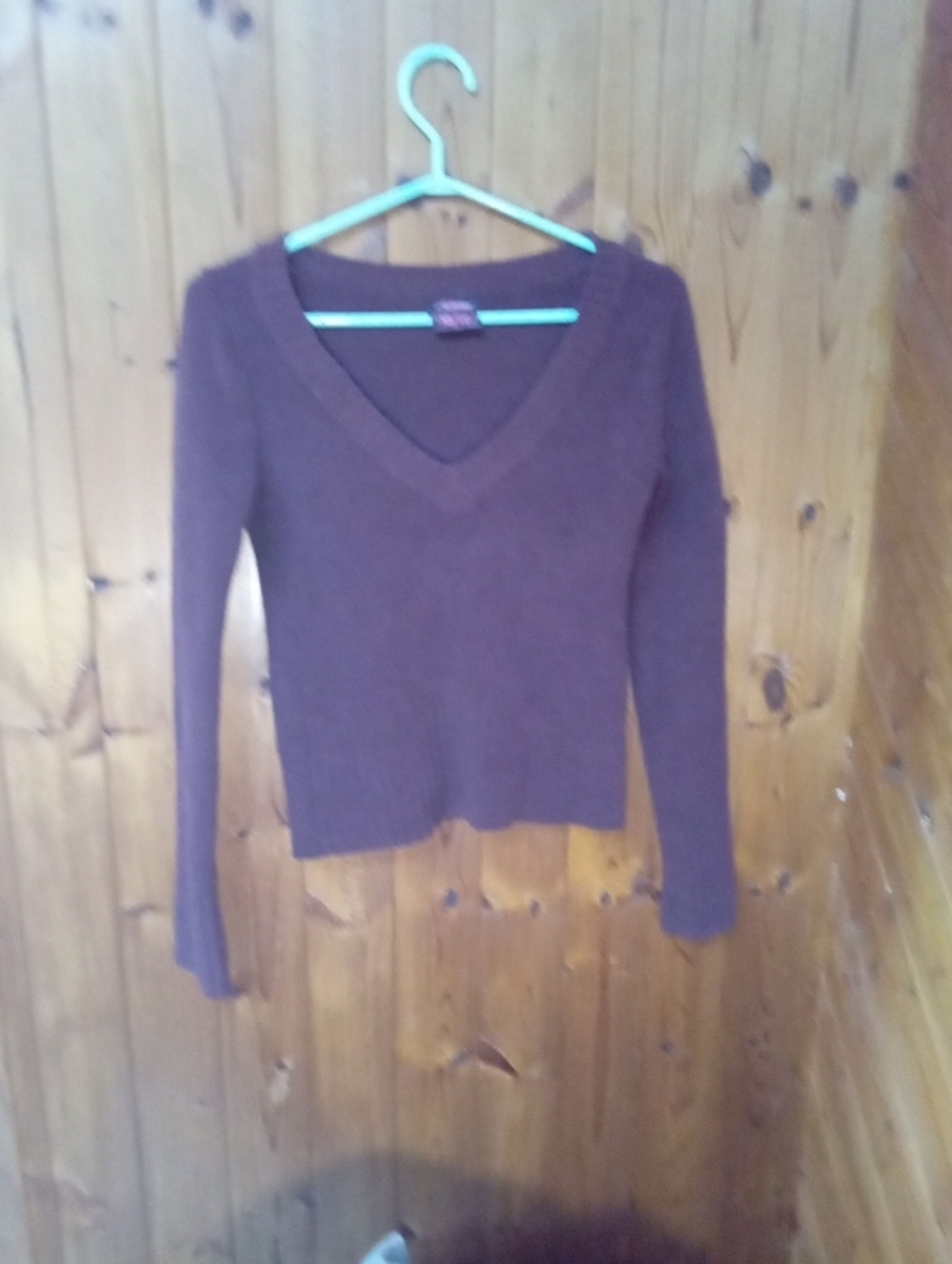 Ardene Brown V-Neck Ribbed Knit Sweater